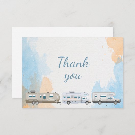 Motorhome RV Camper Trailer Dank u Bedankkaart (Voorkant / Achterkant)
