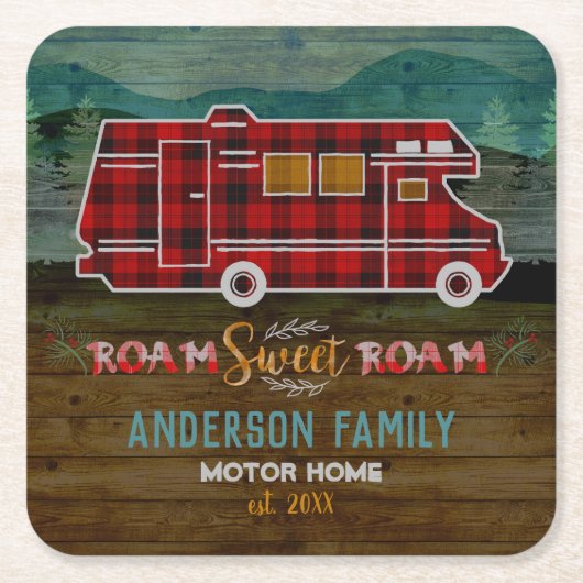 Motorhome RV Camper Travel Van Rustic - Aangepast Kartonnen Onderzetters (Voorkant)