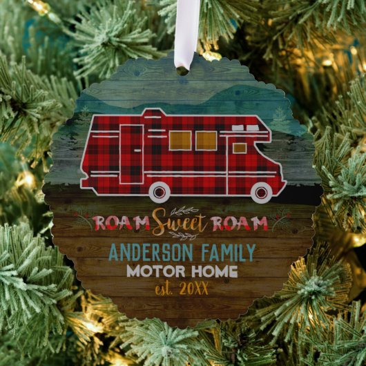 Motorhome RV Camper Travel Van Rustic - Aangepast Ornament Kaart (Insitu (Drie))