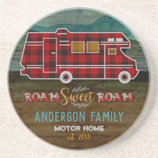 Motorhome RV Camper Travel Van Rustic - Aangepast Zandsteen Onderzetter (Voorkant)