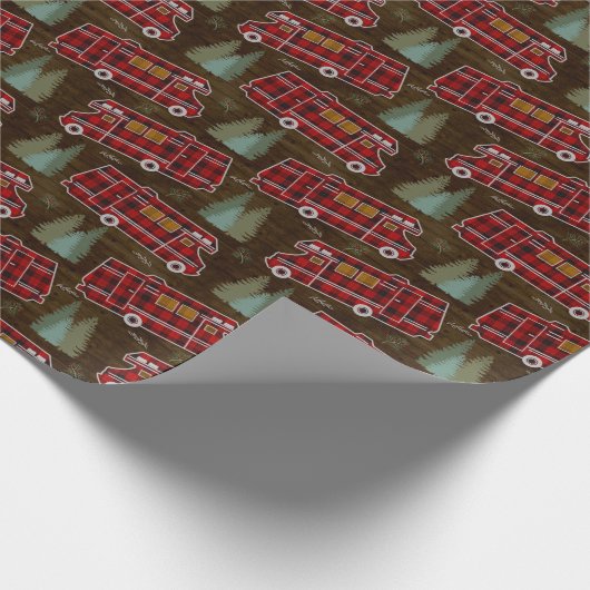 Motorhome RV Camper Travel Van Rustic Pine Pattern Cadeaupapier (Hoek)