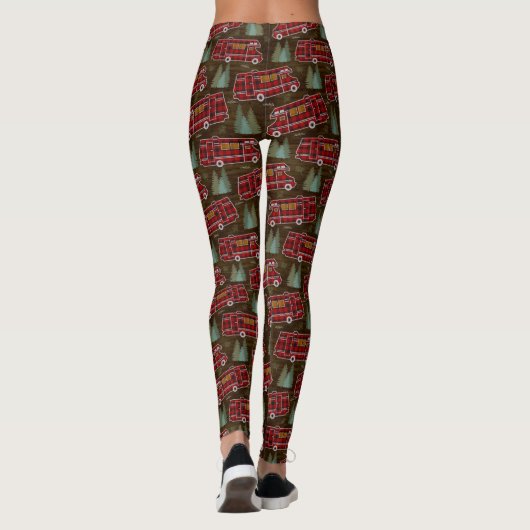 Motorhome RV Camper Travel Van Rustic Pine Pattern Leggings (Achterkant)