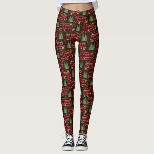 Motorhome RV Camper Travel Van Rustic Pine Pattern Leggings (Voorkant)