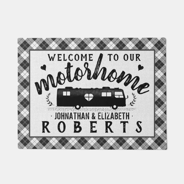 Motorhome RV Rustic Grey Pset Farmhouse Deurmat (Voorkant)