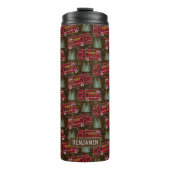 Motorhome Van RV Camper Rustic Pine Pattern | Naam Thermosbeker (Voorkant)