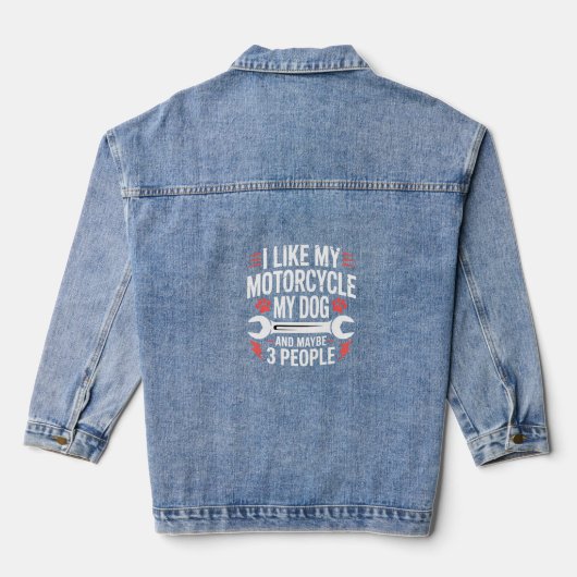 Motorhond Eigenaar Humor Denim Jacket (Achterkant)