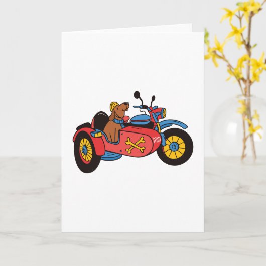 Motorhond in zijspan kaart (Gele Bloem)