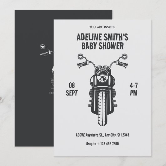  motoricoon baby shower kaart (Voorkant / Achterkant)