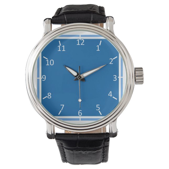Motorisch blauw en wit horloge (Voorkant)