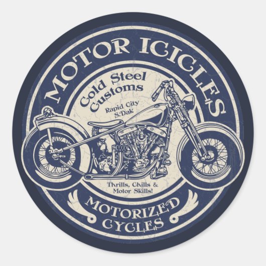 Motorische ijspegels ronde sticker (Voorkant)