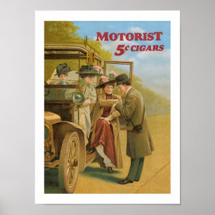 Motorist Cigars Automobile and  Art Poster