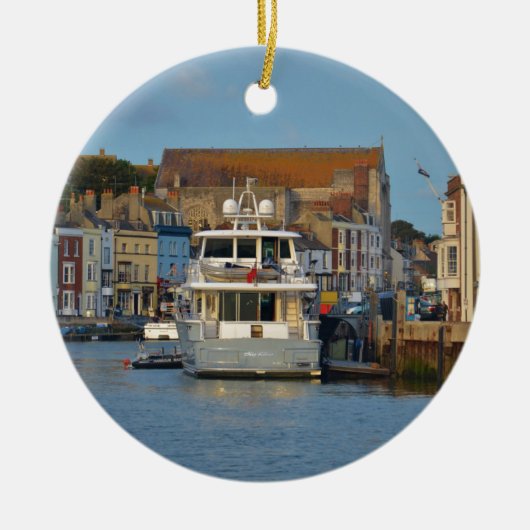 Motorjacht in Weymouth Keramisch Ornament (Voorkant)