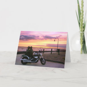 Motorliefhebbers bij zonsondergang kaart