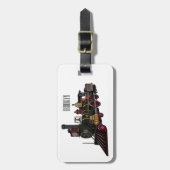 Motorlocomotief, afbeelding van cartoon bagagelabel (Voorkant verticaal)