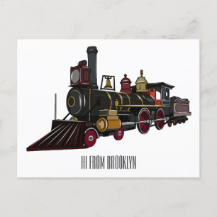 Motorlocomotief, afbeelding van cartoon briefkaart