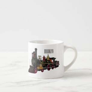 Motorlocomotief, afbeelding van cartoon espresso kop
