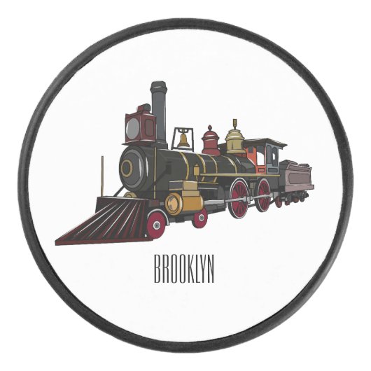 Motorlocomotief, afbeelding van cartoon hockey puck (Voorkant)