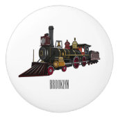 Motorlocomotief, afbeelding van cartoon keramische knop (Voorkant)