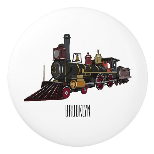 Motorlocomotief, afbeelding van cartoon keramische knop (Voorkant)