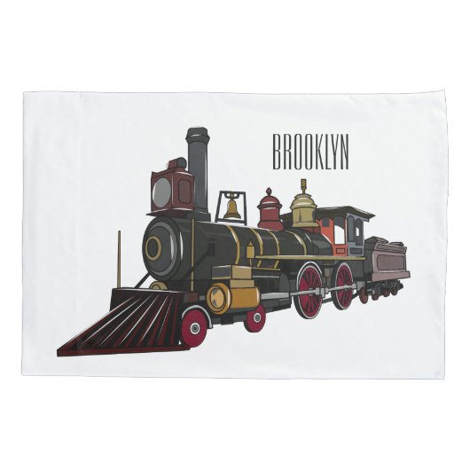 Motorlocomotief, afbeelding van cartoon kussensloop (Achterkant)