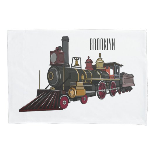 Motorlocomotief, afbeelding van cartoon kussensloop (Voorkant)