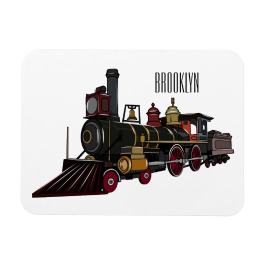 Motorlocomotief, afbeelding van cartoon magneet (Horizontaal)