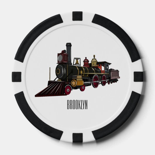 Motorlocomotief, afbeelding van cartoon poker chips (Voorkant)