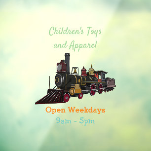 Motorlocomotief, afbeelding van cartoon raamsticker