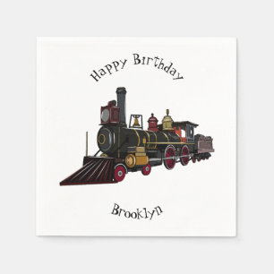 Motorlocomotief, afbeelding van cartoon servet