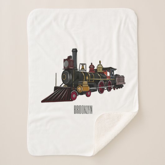 Motorlocomotief, afbeelding van cartoon sherpa deken (Voorkant)