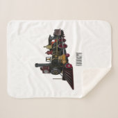 Motorlocomotief, afbeelding van cartoon sherpa deken (Voorkant (horizontaal))