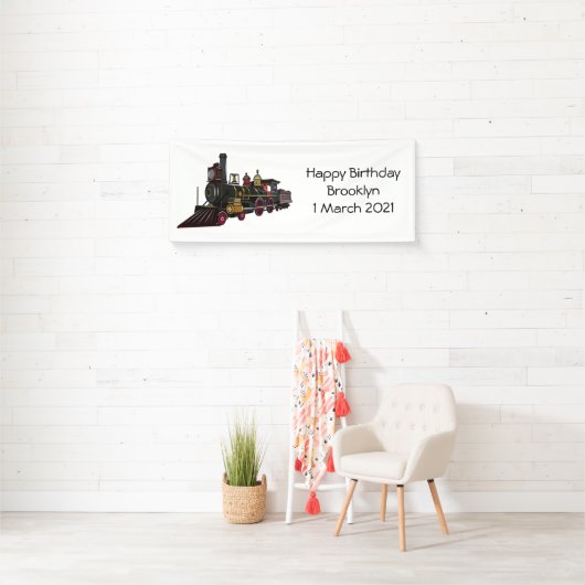 Motorlocomotief, afbeelding van cartoon spandoek (Insitu)