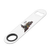 Motorlocomotief, afbeelding van cartoon speed flessenopener (Voorkant Gekanteld)