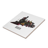 Motorlocomotief, afbeelding van cartoon tegeltje (Zijkant)