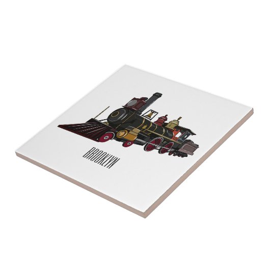 Motorlocomotief, afbeelding van cartoon tegeltje (Zijkant)