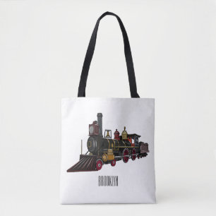 Motorlocomotief, afbeelding van cartoon tote bag