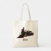Motorlocomotief, afbeelding van cartoon tote bag (Achterkant)