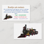 Motorlocomotief, afbeelding van cartoon visitekaartje (Voorkant / Achterkant)
