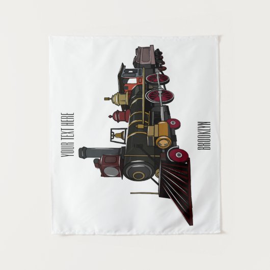 Motorlocomotief, afbeelding van cartoon wandkleed (Voorkant)