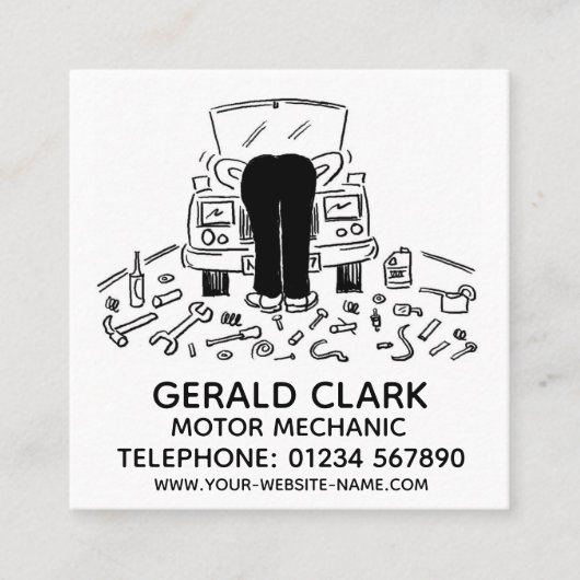 Motormechanisch Vierkante Visitekaartje (Voorkant)