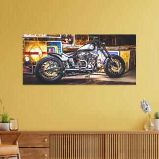 Motormuze Harley Davidson in kunstscène Canvas Afdruk