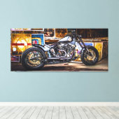 Motormuze Harley Davidson in kunstscène Canvas Afdruk (Insitu (Houten vloer))