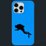 Motorola Droid RAZR - Duiker iPhone 15 Pro Max Hoesje<br><div class="desc">Zwart silhouet van scubaver in het "diep blauw zee"</div>