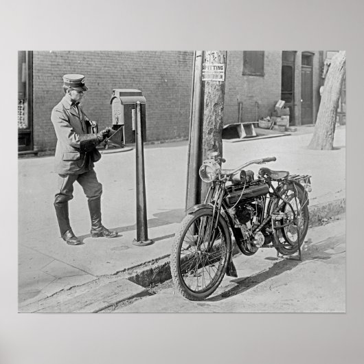 Motorpostbode, 1909. Oude foto Poster (Voorkant)