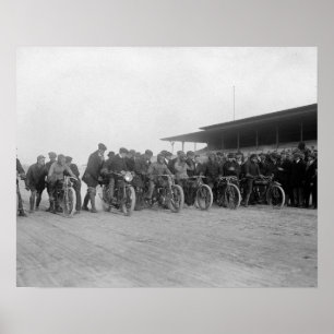 Motorrace, 1915. Oude foto Poster