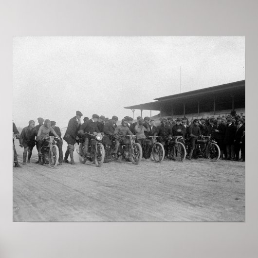 Motorrace, 1915. Oude foto Poster (Voorkant)