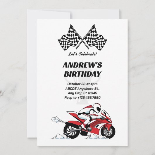 Motorraceer uitnodiging (Voorkant)