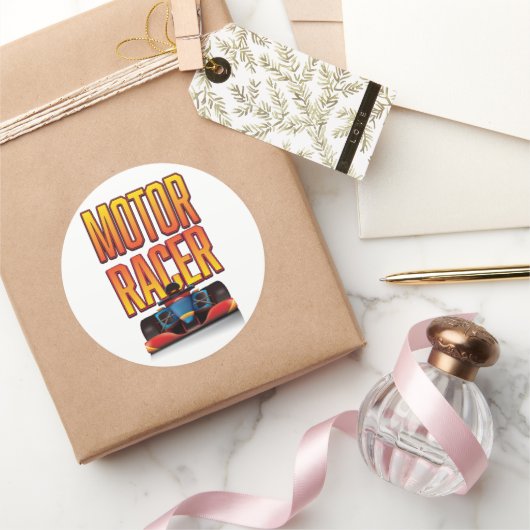 Motorracer-autosticker Ronde Sticker (Geschenken)