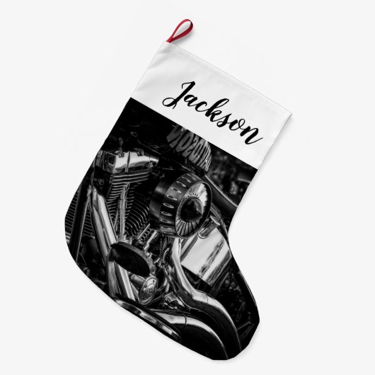 Motorrijcyclus sluiten grote kerstsok (Voorkant (Hangend))