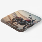 Motorrijden bij zonsondergang papieren bordje (Gebogen)